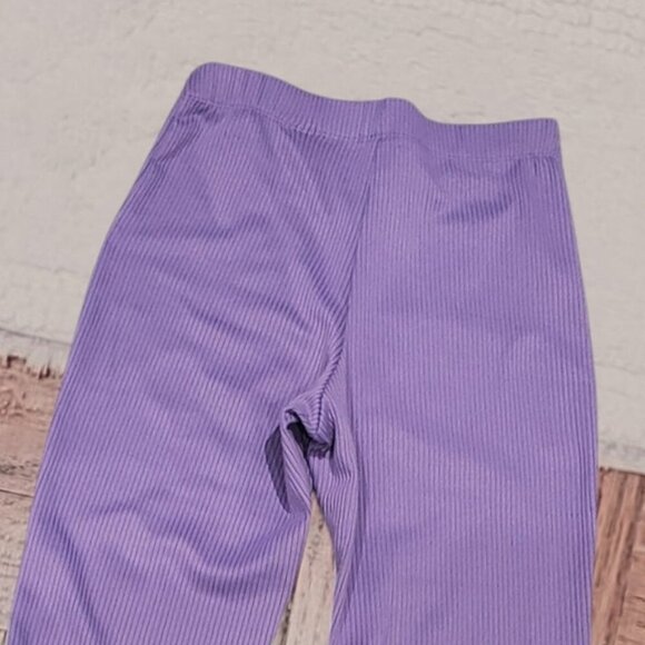 Cute Retro Hippy Lavender Flare Rib-knit Pants- Lettuce Trim - Picture 8 of 14